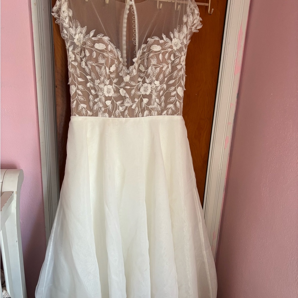 Jenny Yoo Ivory Floral Lace Gown